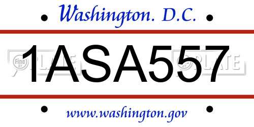 1ASA557 District Of Columbia License Plate