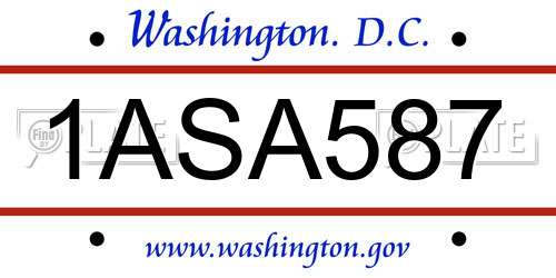 1ASA587 District Of Columbia License Plate