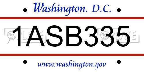 1ASB335 District Of Columbia License Plate