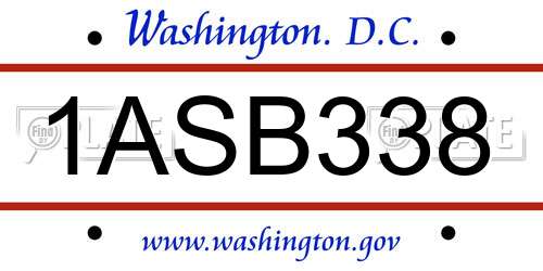 1ASB338 District Of Columbia License Plate