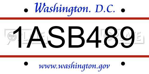 1ASB489 District Of Columbia License Plate