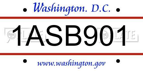 1ASB901 District Of Columbia License Plate