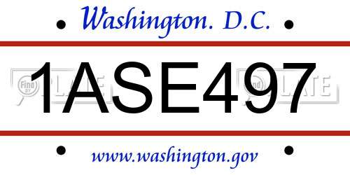 1ASE497 District Of Columbia License Plate