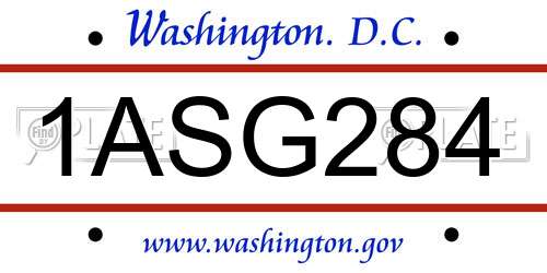 1ASG284 District Of Columbia License Plate