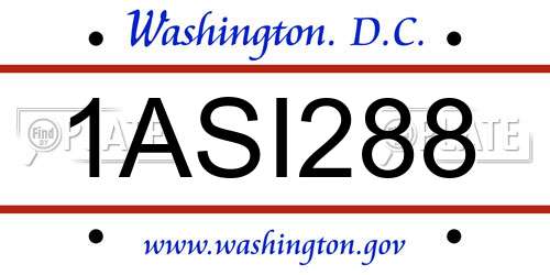 1ASI288 District Of Columbia License Plate