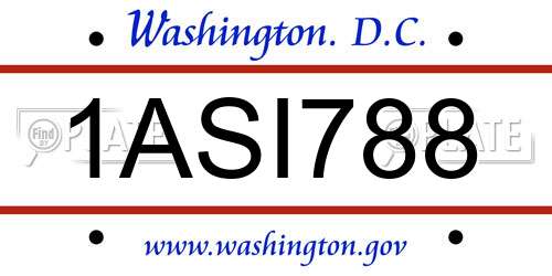 1ASI788 District Of Columbia License Plate
