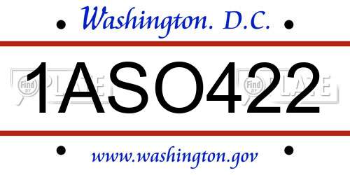 1ASO422 District Of Columbia License Plate