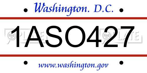 1ASO427 District Of Columbia License Plate