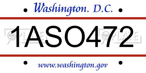 1ASO472 District Of Columbia License Plate