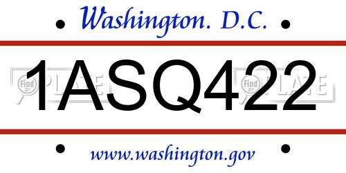 1ASQ422 District Of Columbia License Plate
