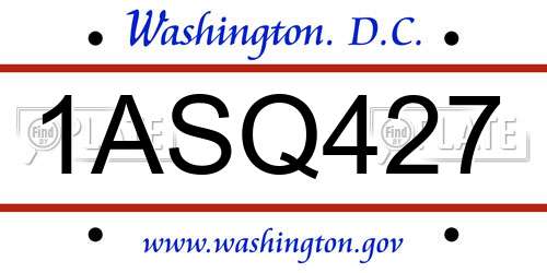 1ASQ427 District Of Columbia License Plate