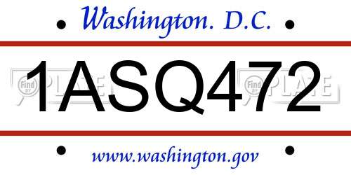 1ASQ472 District Of Columbia License Plate