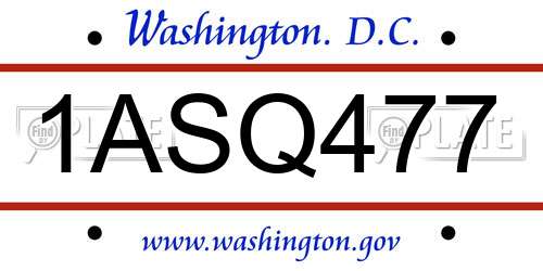 1ASQ477 District Of Columbia License Plate