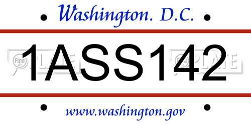 1ASS142 District Of Columbia License Plate