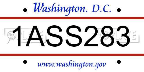 1ASS283 District Of Columbia License Plate