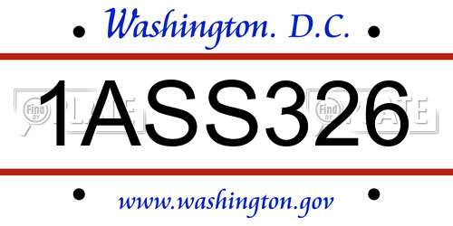 1ASS326 District Of Columbia License Plate