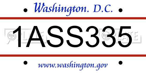 1ASS335 District Of Columbia License Plate