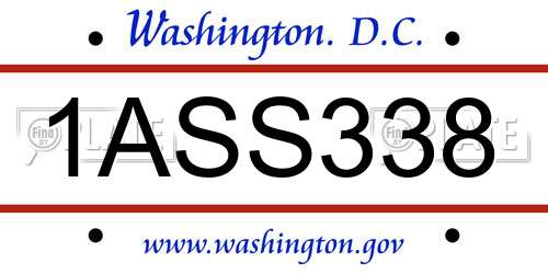1ASS338 District Of Columbia License Plate