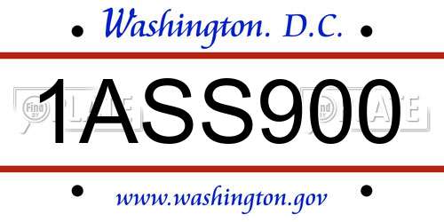 1ASS900 District Of Columbia License Plate