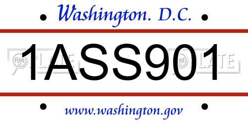 1ASS901 District Of Columbia License Plate