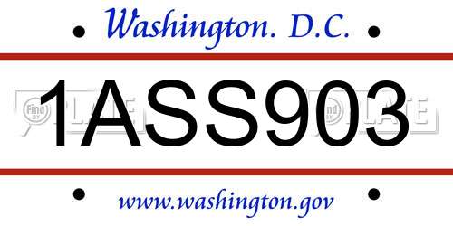 1ASS903 District Of Columbia License Plate