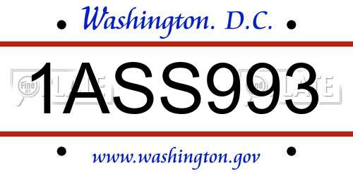 1ASS993 District Of Columbia License Plate