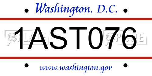 1AST076 District Of Columbia License Plate