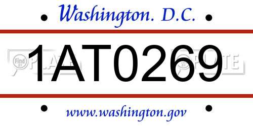 1AT0269 District Of Columbia License Plate