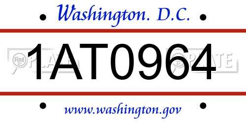 1AT0964 District Of Columbia License Plate