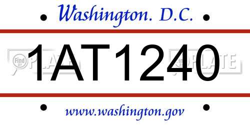 1AT1240 District Of Columbia License Plate