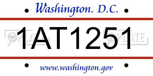 1AT1251 District Of Columbia License Plate