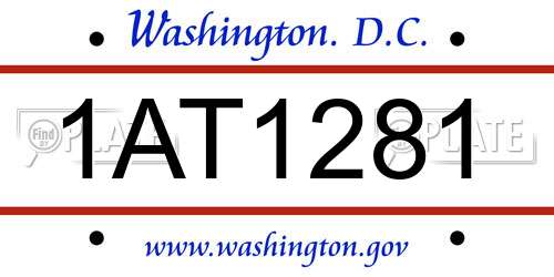 1AT1281 District Of Columbia License Plate