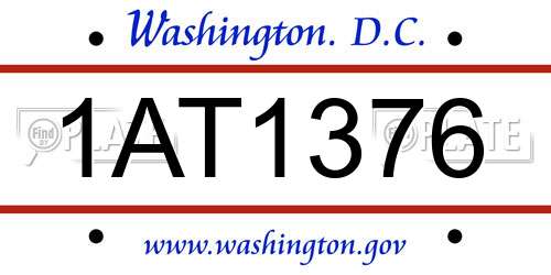 1AT1376 District Of Columbia License Plate