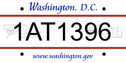 1AT1396 District Of Columbia License Plate