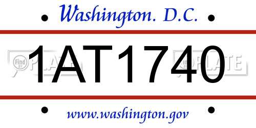 1AT1740 District Of Columbia License Plate