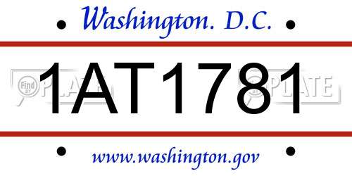 1AT1781 District Of Columbia License Plate