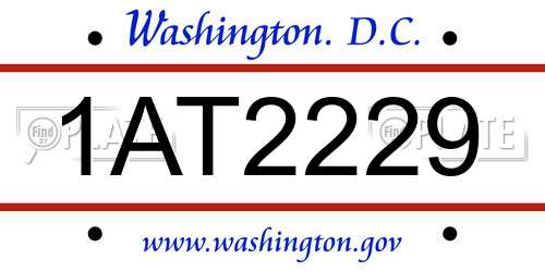 1AT2229 District Of Columbia License Plate