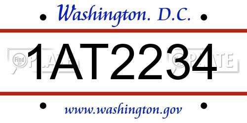 1AT2234 District Of Columbia License Plate