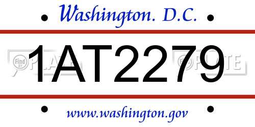 1AT2279 District Of Columbia License Plate