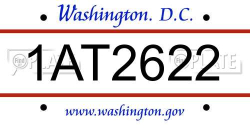 1AT2622 District Of Columbia License Plate