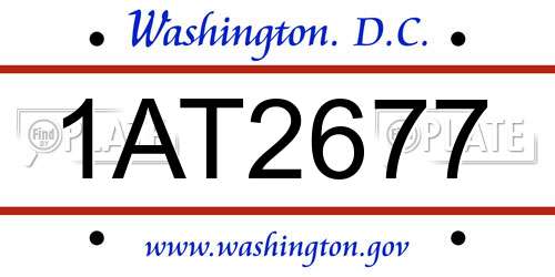 1AT2677 District Of Columbia License Plate