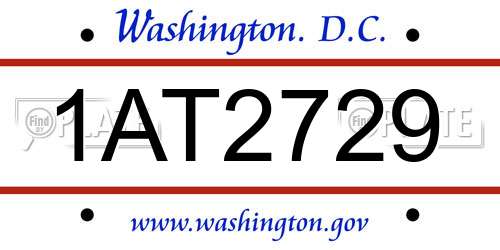 1AT2729 District Of Columbia License Plate