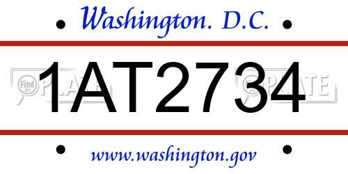 1AT2734 District Of Columbia License Plate