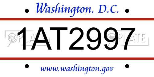 1AT2997 District Of Columbia License Plate