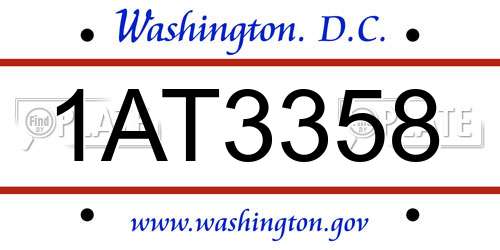 1AT3358 District Of Columbia License Plate