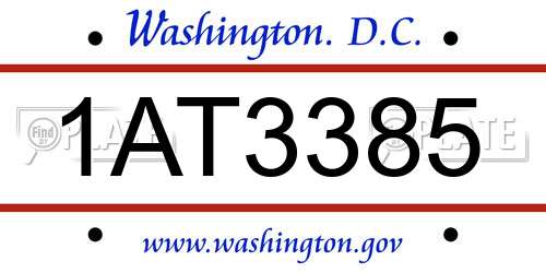 1AT3385 District Of Columbia License Plate