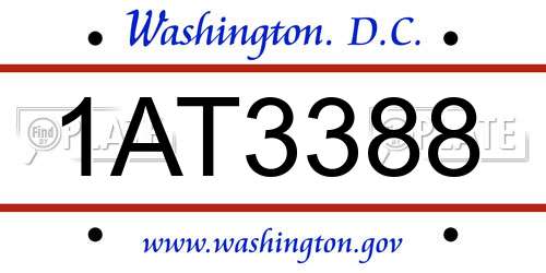 1AT3388 District Of Columbia License Plate
