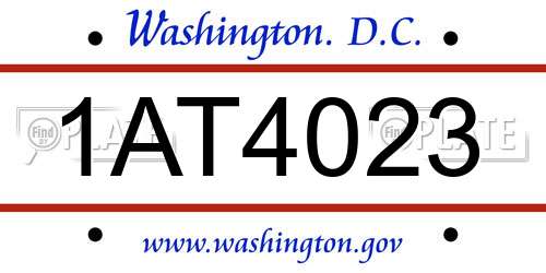 1AT4023 District Of Columbia License Plate