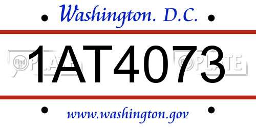 1AT4073 District Of Columbia License Plate