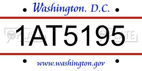 1AT5195 District Of Columbia License Plate